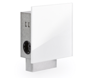 Mira Quad stopcontact met USB, wit glas