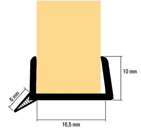 Plintprofiel met afdichtingslip voor 16mm