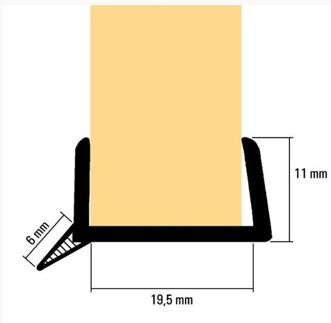 Plintprofiel met afdichtingslip voor 18/19mm