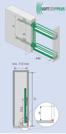 Uittrekelement voor onderkast 15cm