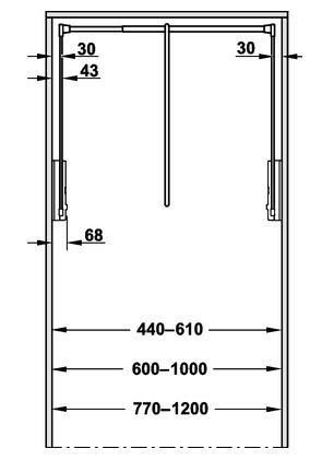 Garderobelift 440-610mm (10 kg)