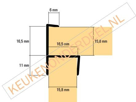 Hoekverbinder voor plint 16mm
