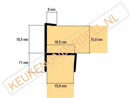 Hoekverbinder voor plint 16mm