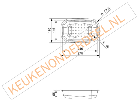 R17128 REGINOX inzetbakje t.b.v. Regilux spoelbak RVS