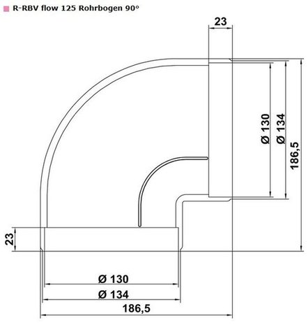COMPAIR rond 125mm R-RBV Flowbuisbocht 90&deg;