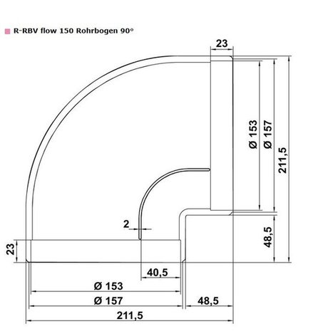 COMPAIR&reg; Flow 150 R-RBV Flow buisbocht 90&deg;