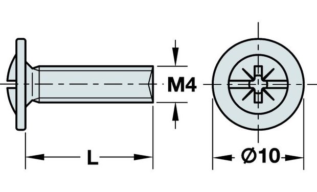 M4 bout, 18mm (2 stuks)